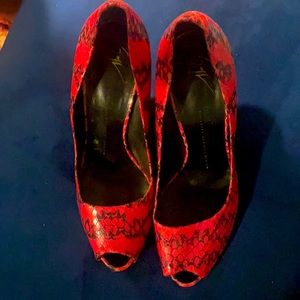 ZANOTTI PINK SNAKESKIN HEELS